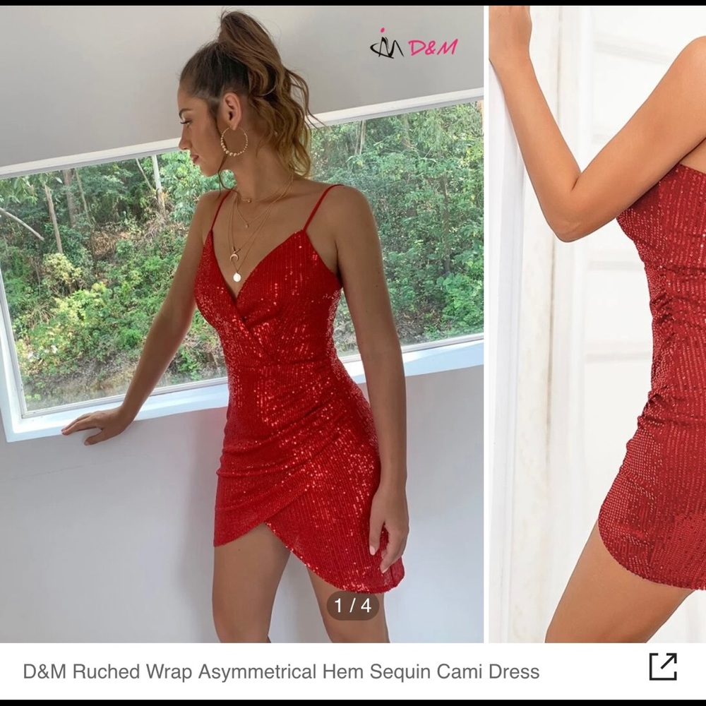 Womens red sequins dress. Size medium.